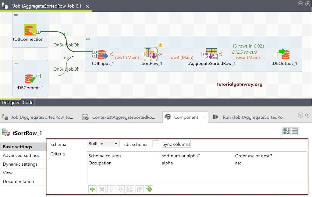 Talend Aggregate Sorted Row 12