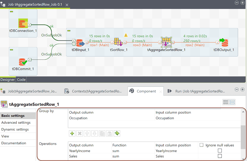 Talend Aggregate Sorted Row 13