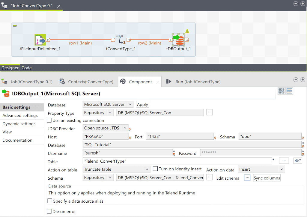 Talend tConvertType 11