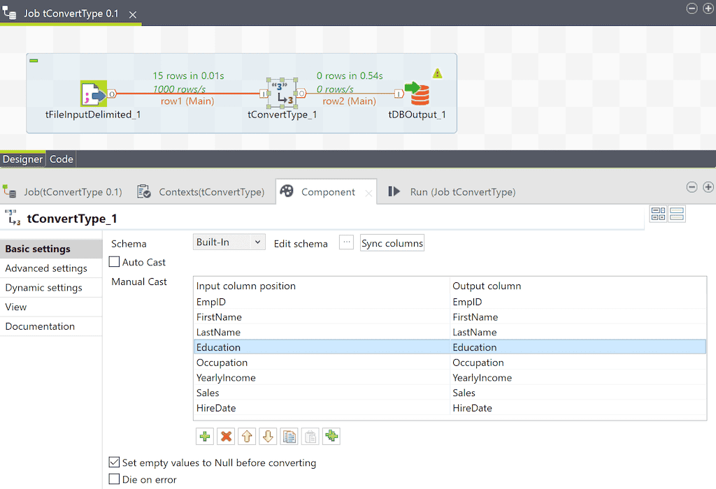 Talend Datatype Conversion Manually