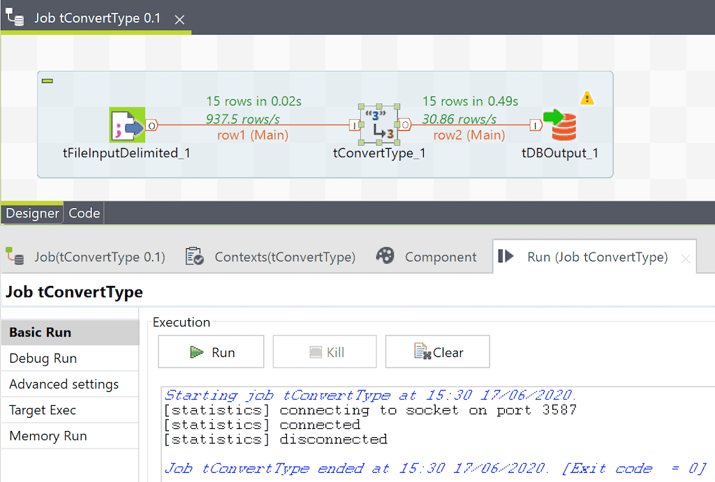 Talend tConvertType 16