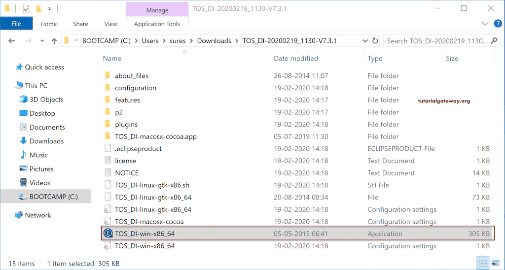 Double click the TOS_DI-win-x86_64 Exe File