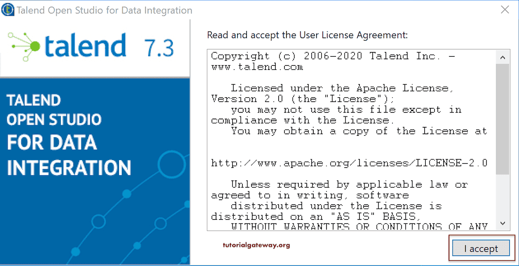 Click the I Accept Button to accept agreement