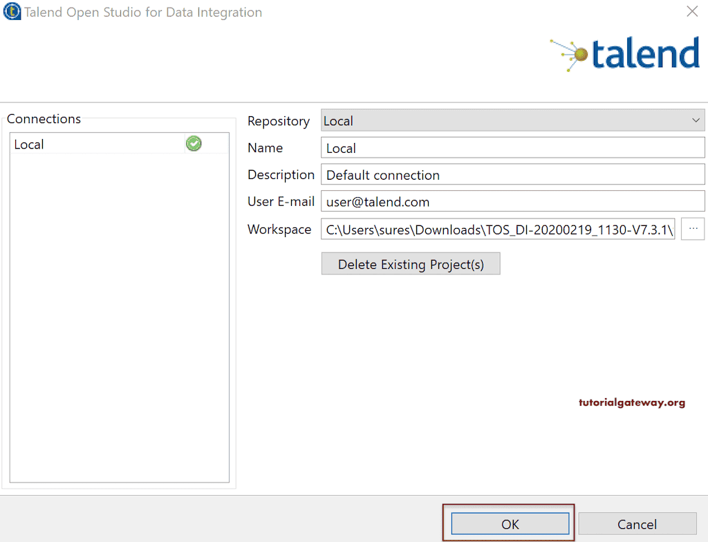 Use the Default or Change Location and Click Ok