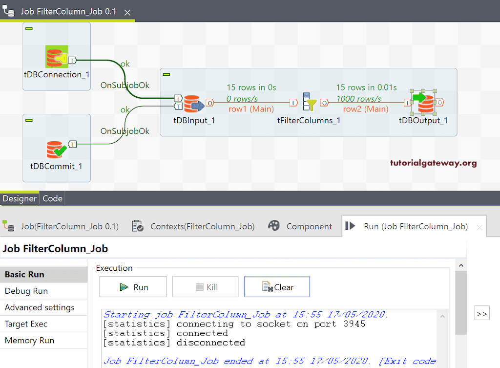 Talend Filter Columns 8