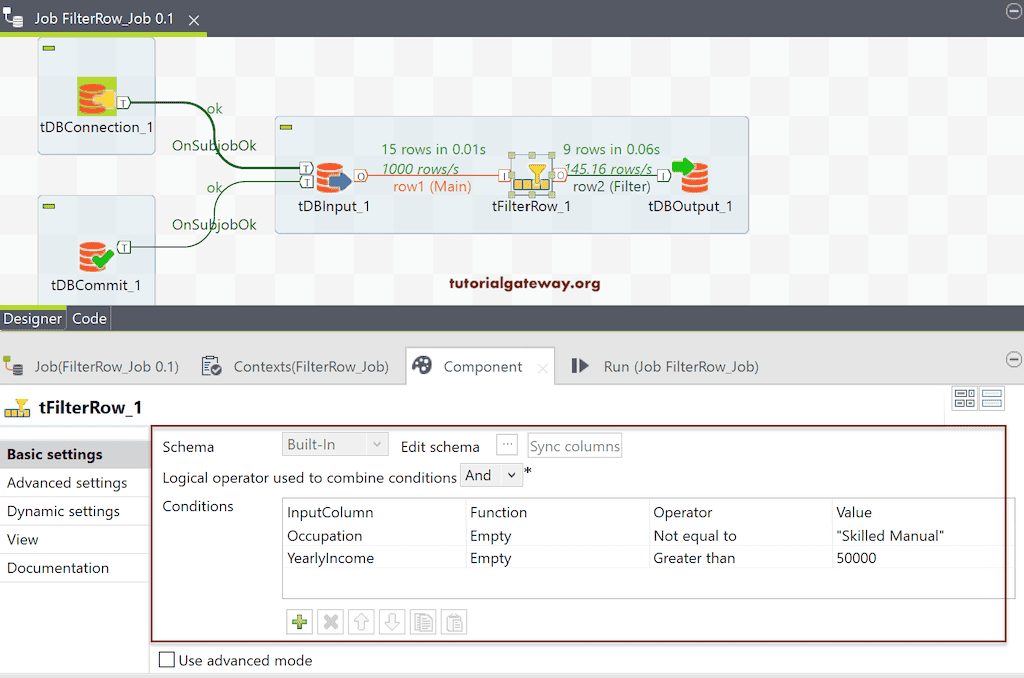 Talend Filter Rows using multiple conditional columns