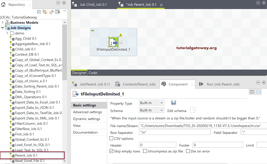 Talend Parent Child Job 4