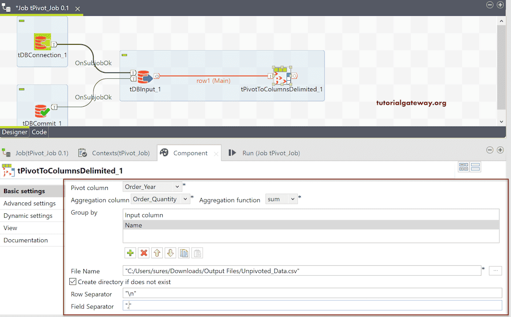 Talend Pivot Table Columns 9