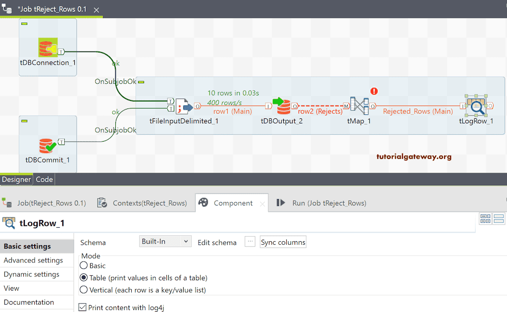 Talend Rejected Rows 10