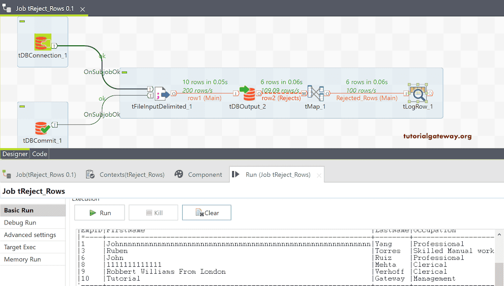 Run the Talend Rejected Rows Job