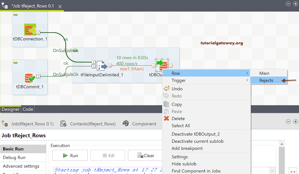 Talend Rejected Rows 8