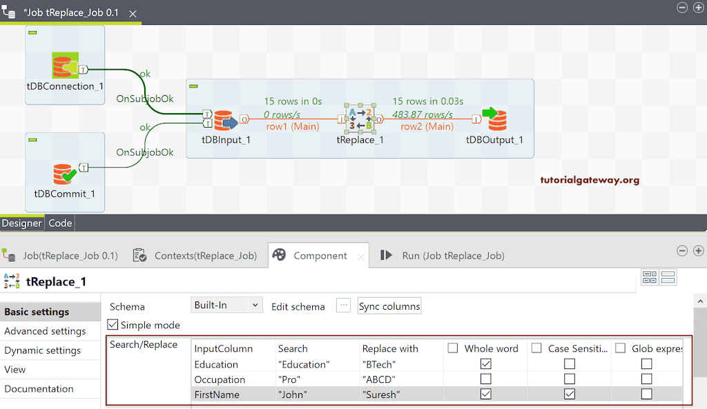 Talend tReplace to Replace Multiple Columns Data