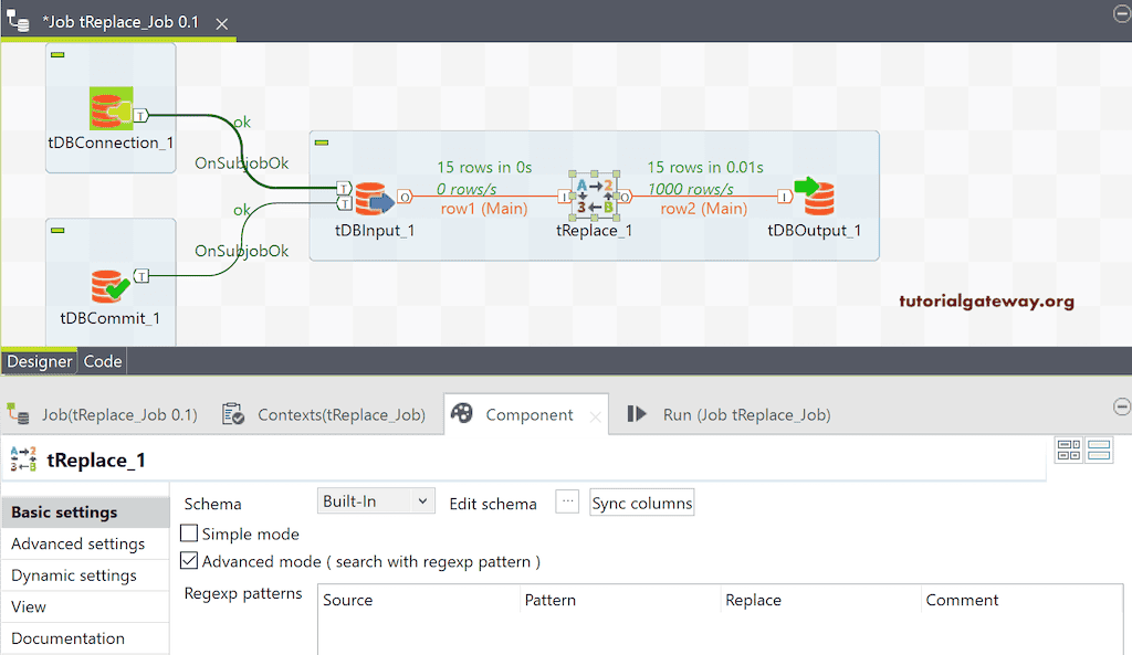 tReplace Advanced Settings to use RegEx to Replace Data