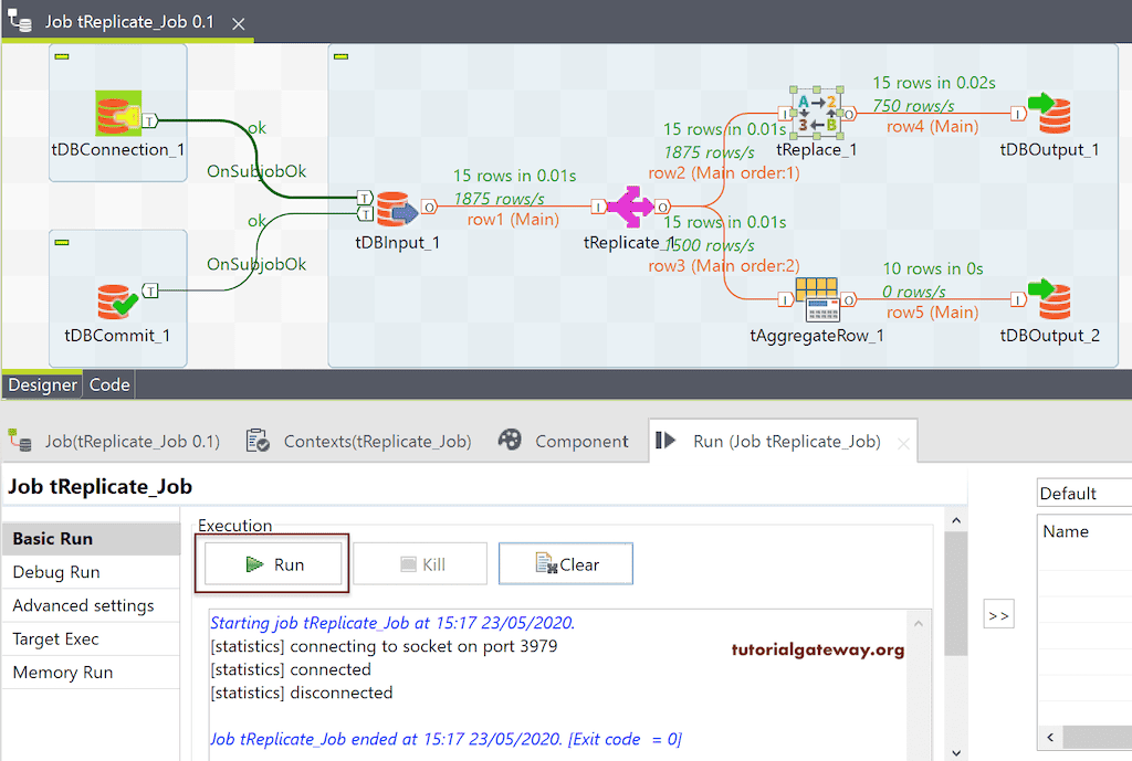 Run the Talend tReplicate to Replicate the Data Job