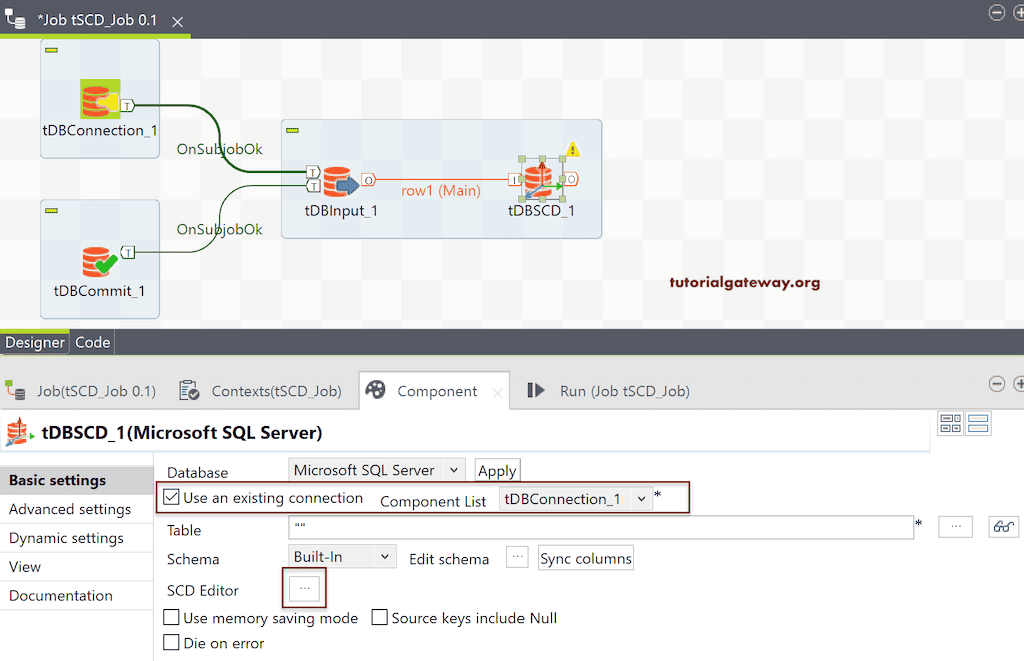 uses existing connection for SCD