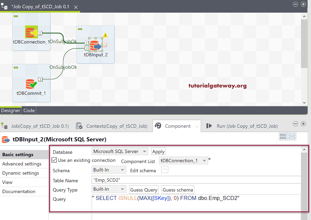 Configure Source Connection and query table