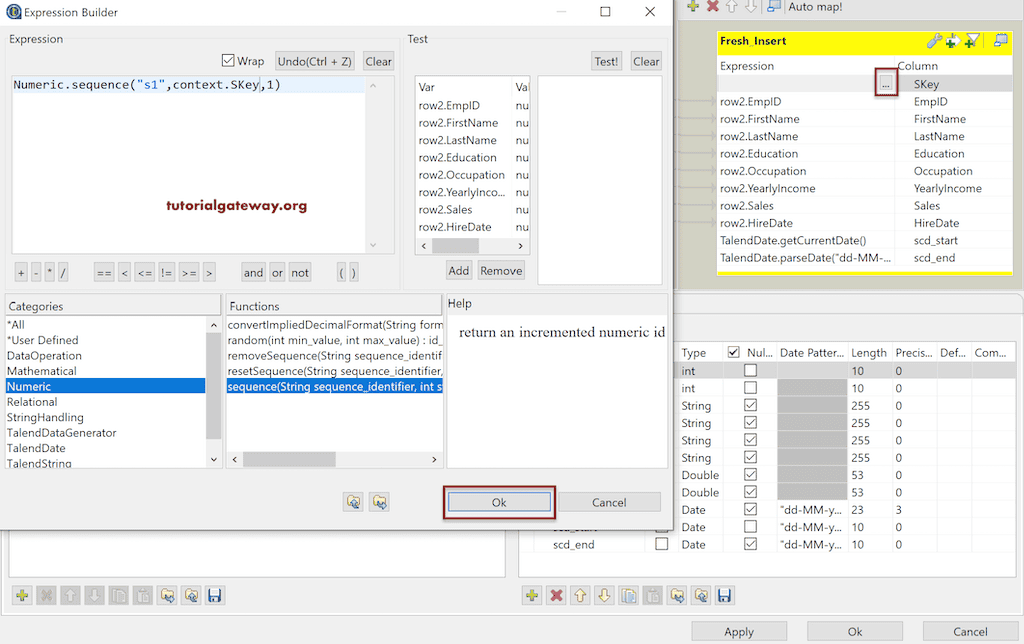 Talend SCD Type 2 Manual Sequencing Method