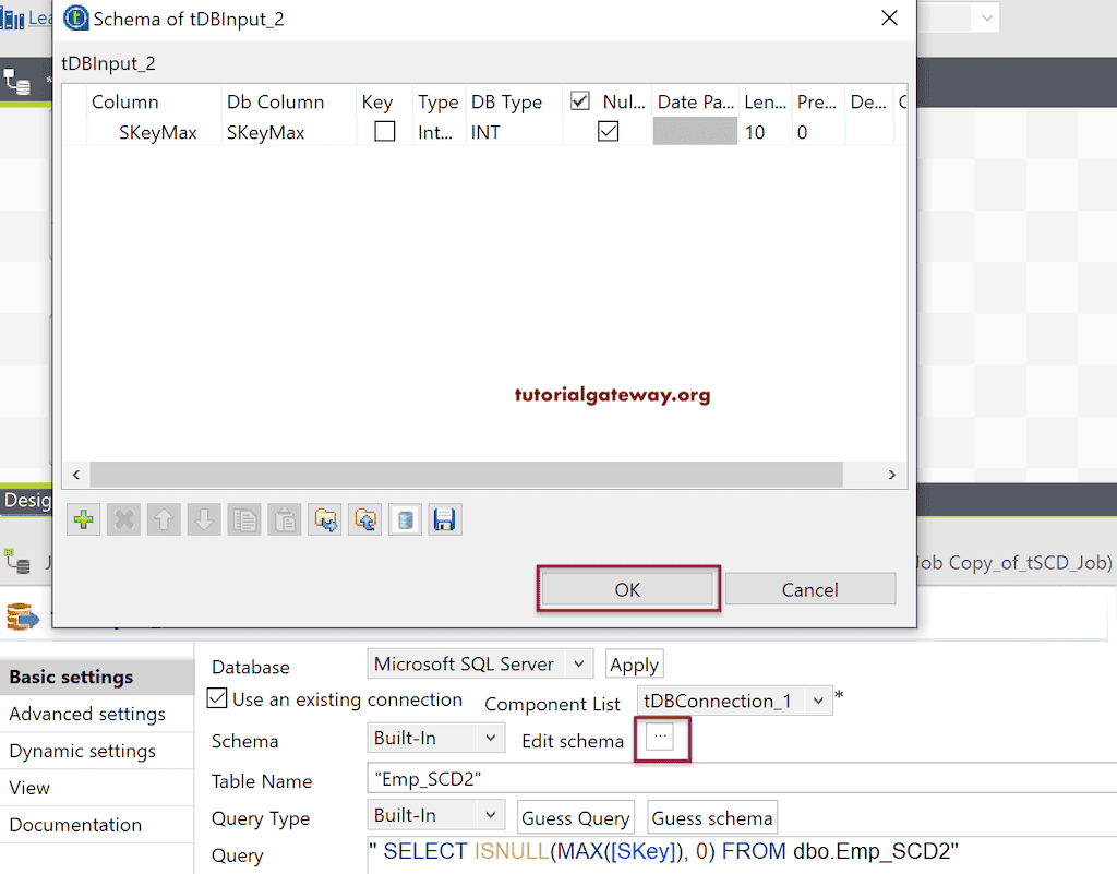 Edit Schema and add a single column of int