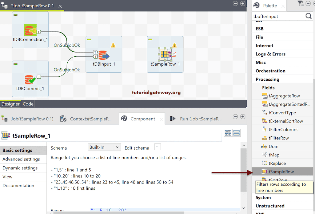 Talend tSampleRow to Sample Row Example 3