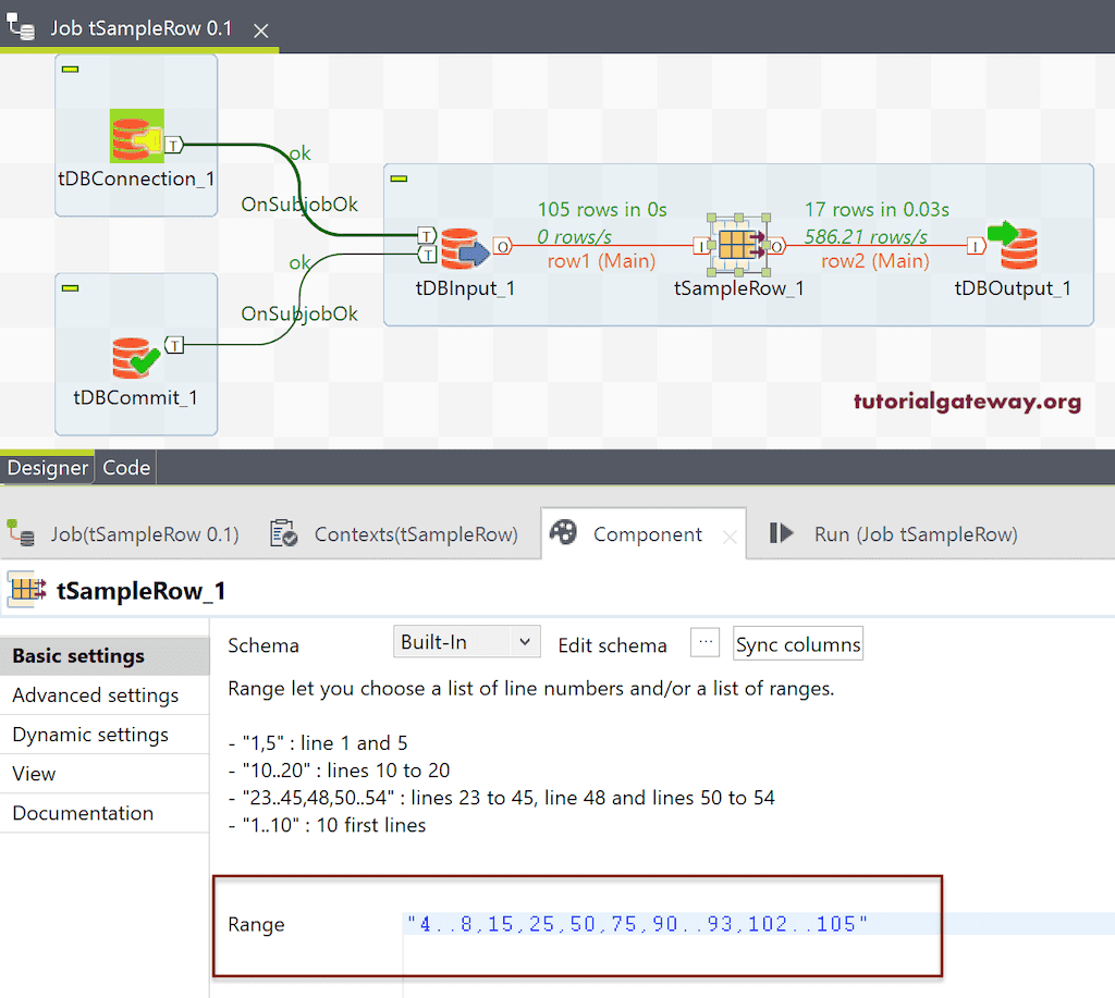 Talend tSampleRow to Sample Row Example 9
