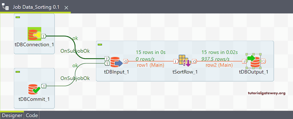 Run Talend tSortRow to Sort Data