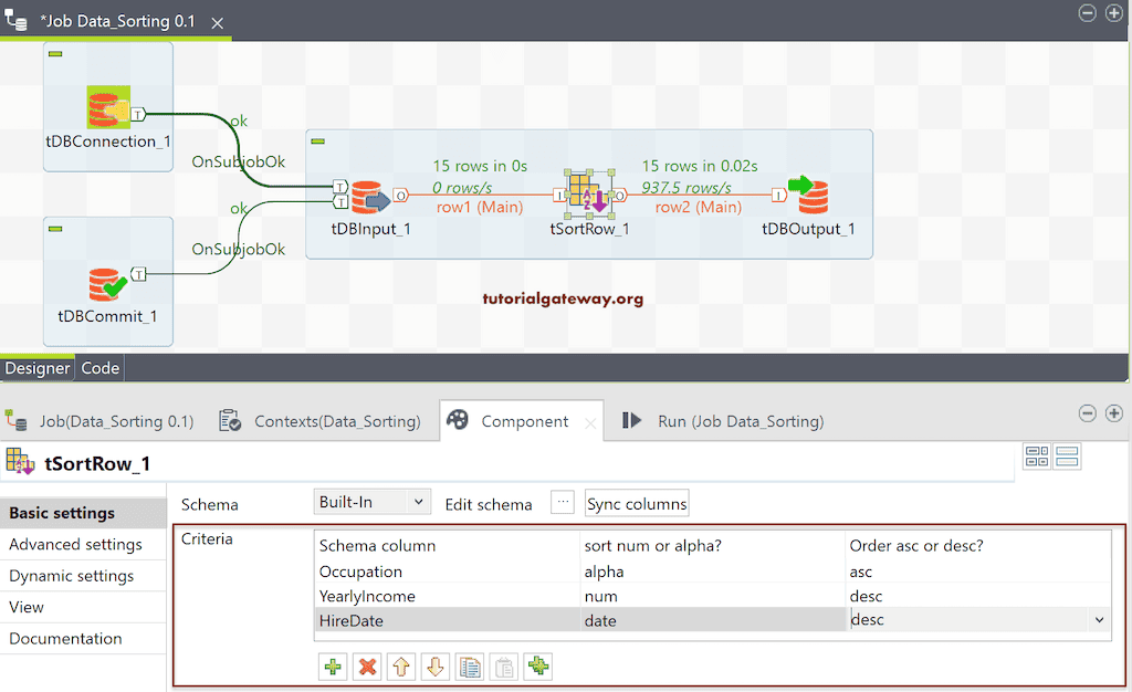 tSortRow to Sort Data in Descending Order