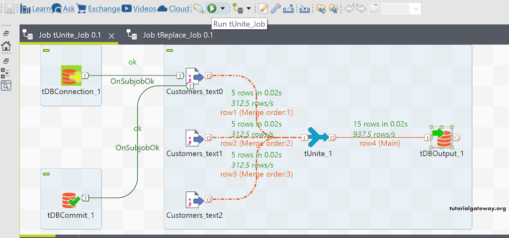 Run Talend tUnite Job to Unite multiple Sources and save in SQL Table