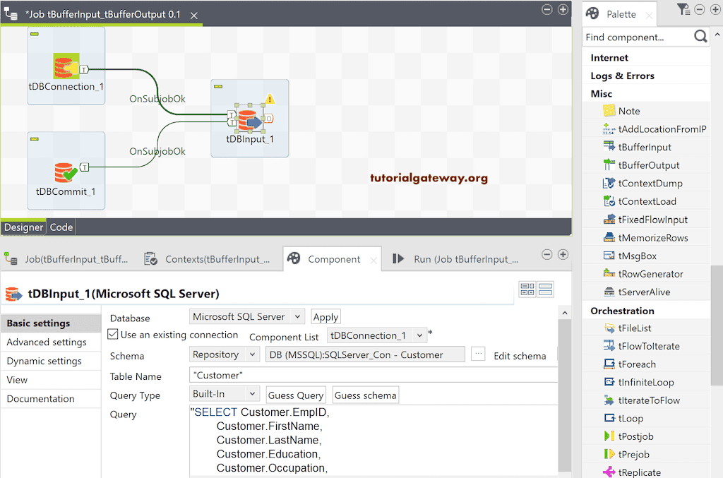 tDbInput for two database inputs