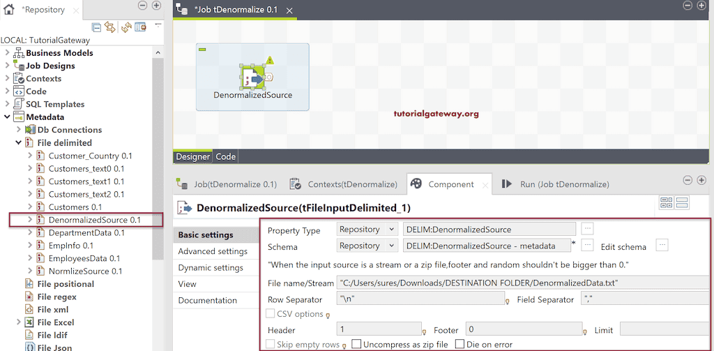 Configure the Source text file in the workflow