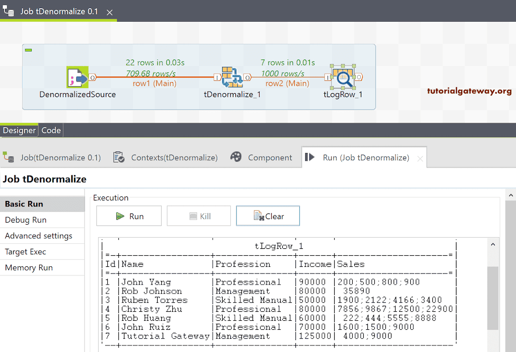 Run the Talend tDenormalize Job to Workflow to Normalize the Data