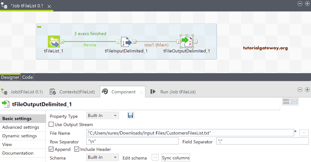 Configure the output text file