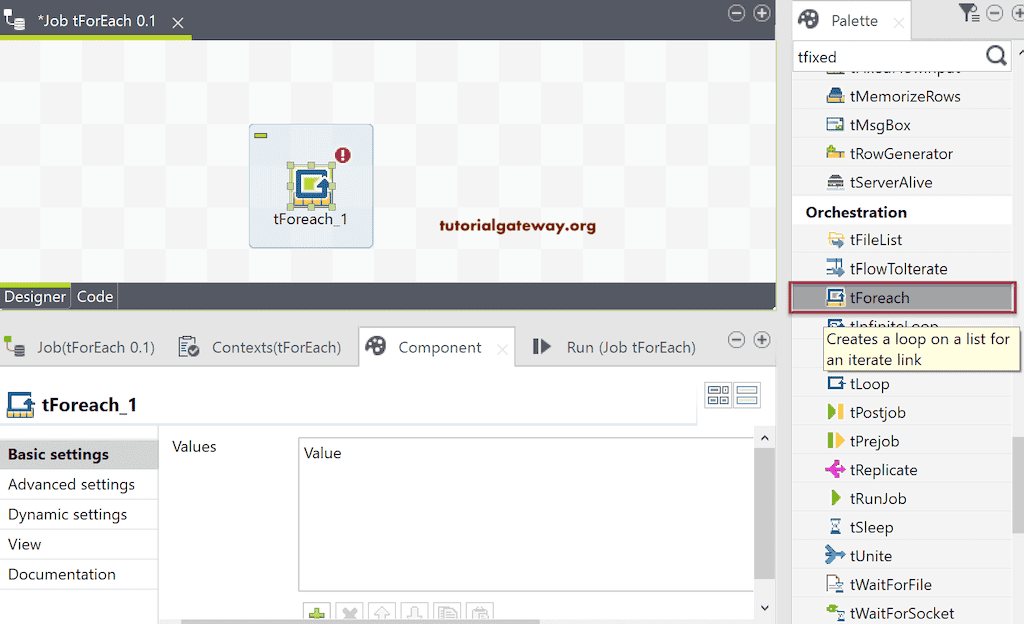 Talend tForeach Foreach Loop Example 1