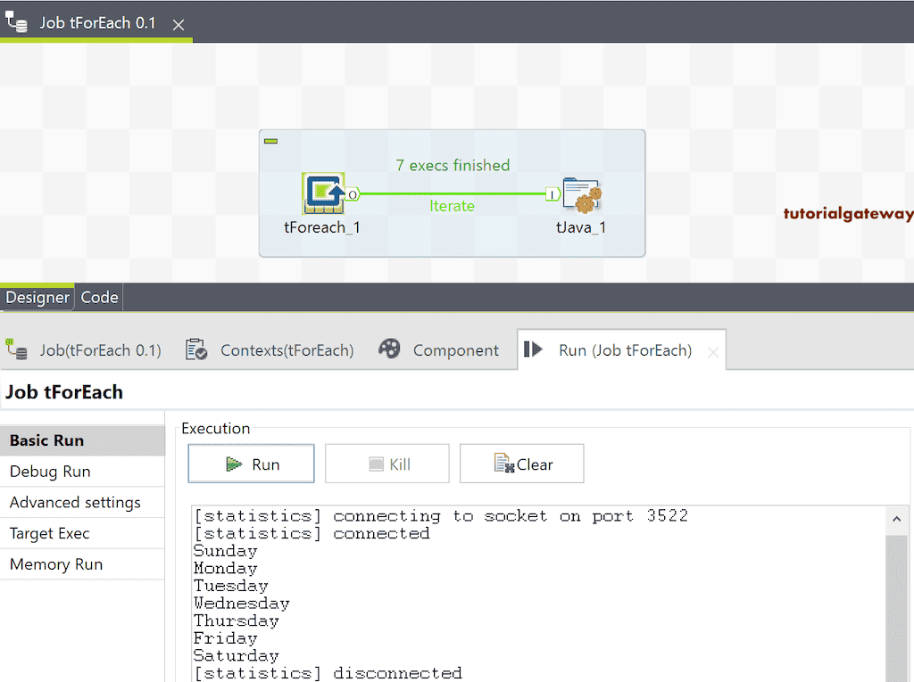Run the Talend tForeach Foreach loop Job