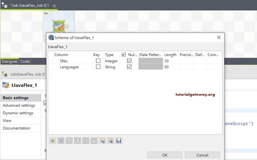 Choose or add the Column Names