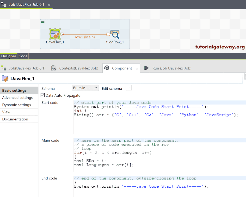 Go to Components Tab to write code