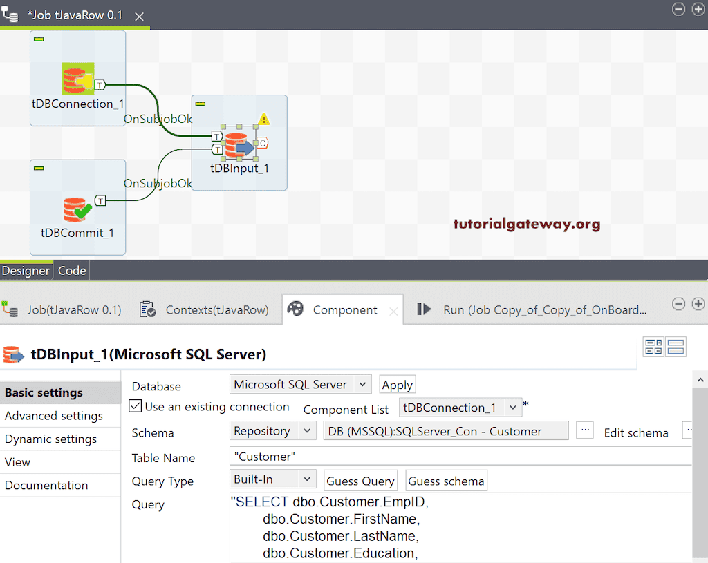 Configure the connection and source table