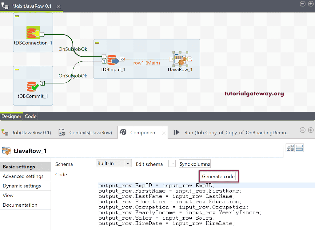 Click the Generate Code button
