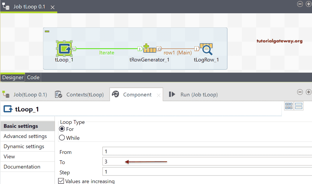 Change Form, To, and Step values of the for loop