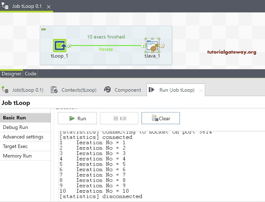 Run the Talend tLoop Job with For and While loop