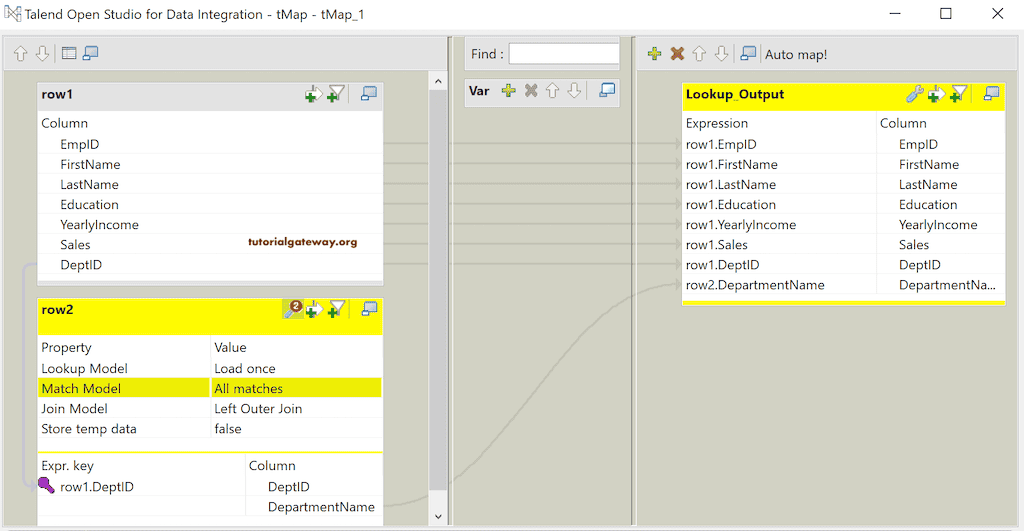 Talend tMap Lookup 10