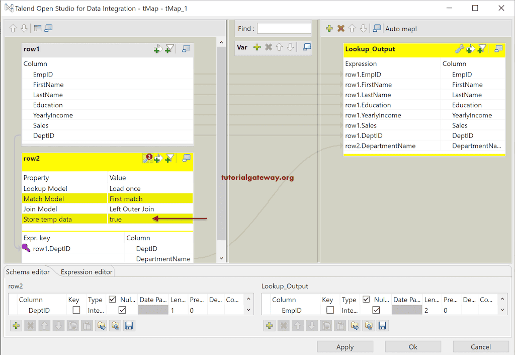 Talend tMap Lookup Configuration