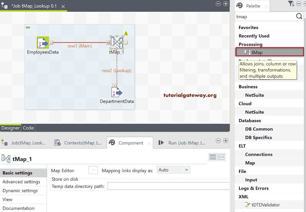 Add Talend tMap to workflow to perform Lookup