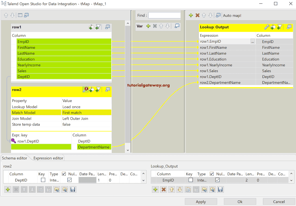 Talend tMap Lookup Match