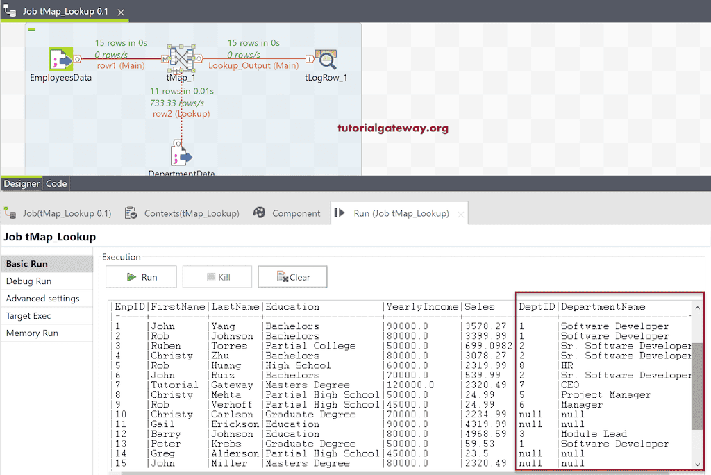 Talend tMap Lookup 9