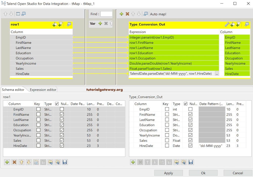 Talend tMap Type Conversion 10
