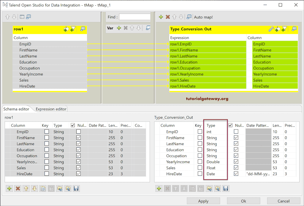 Talend tMap Type Conversion 5