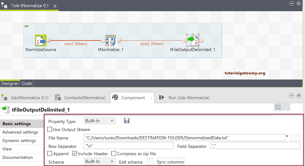 Configure the tDBOutput