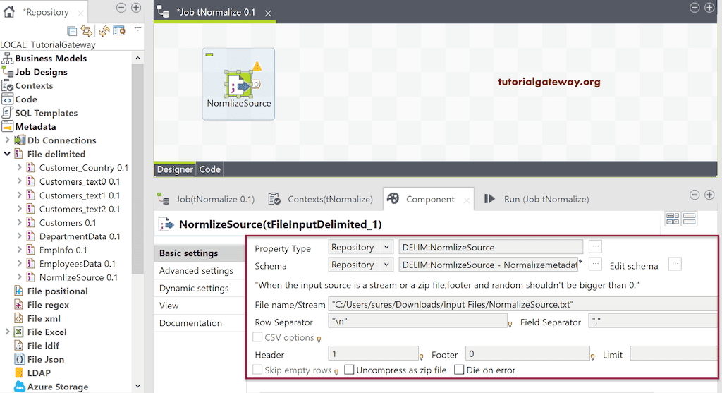 Talend tNormalize to Denormalize the data