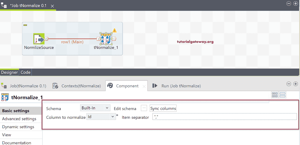 Check the Talend tNormalize Component Tab to Denormalize the data
