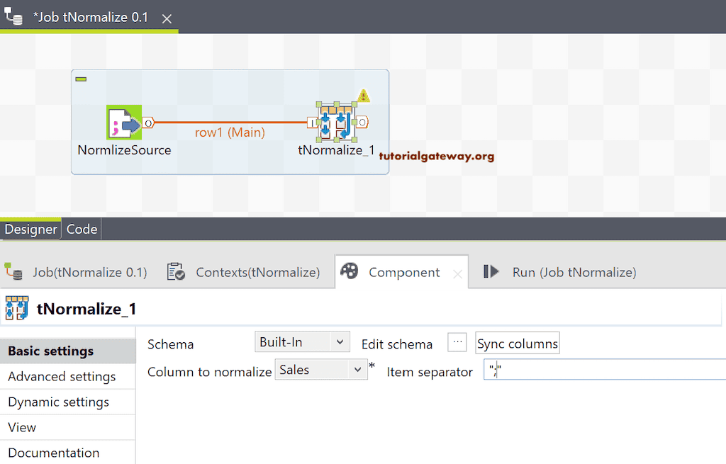 Talend tNormalize to Denormalize the data Separator